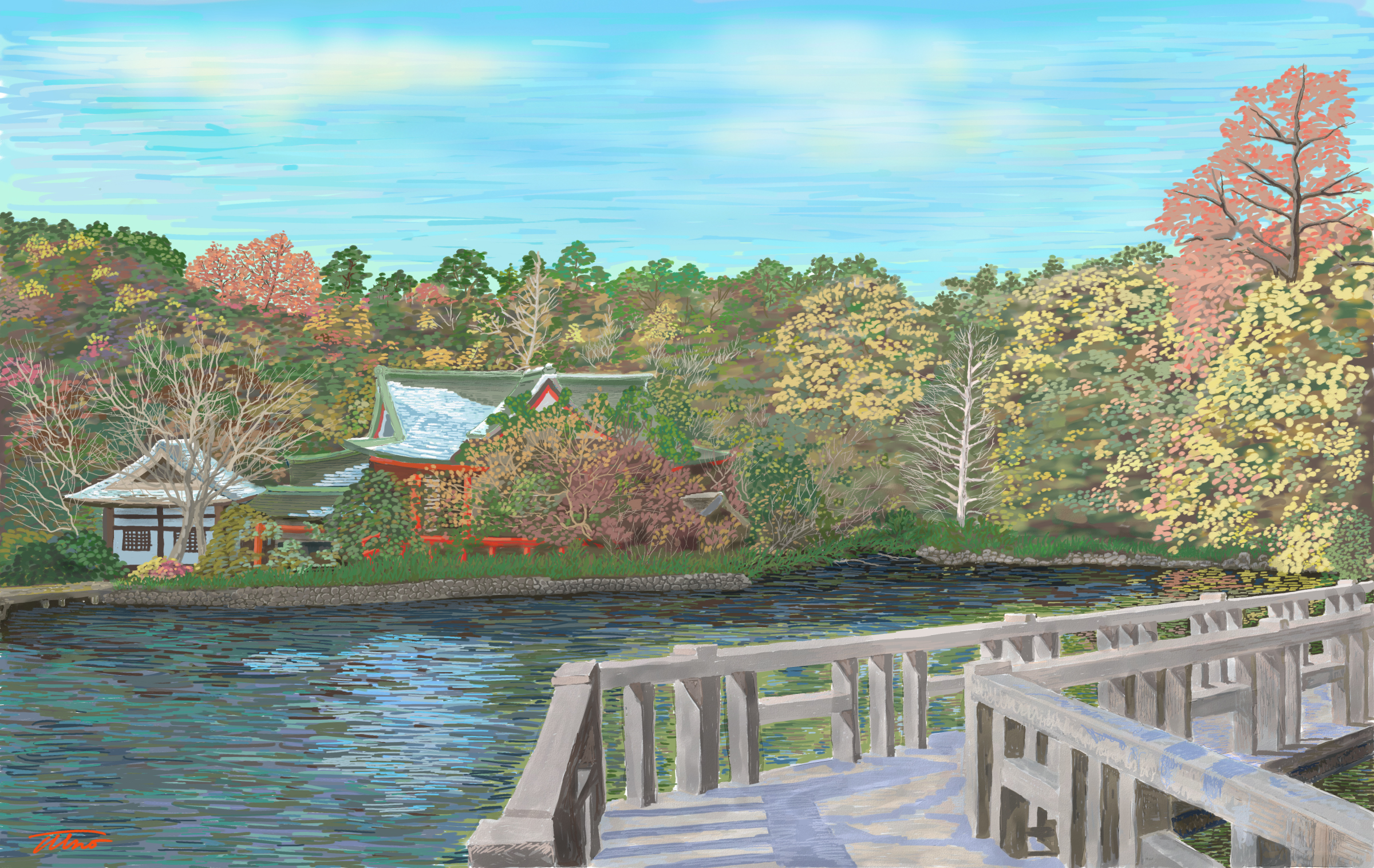 初雪が残る井の頭公園・弁財天