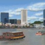 View of Boat Quay along Singapore river, Singapore