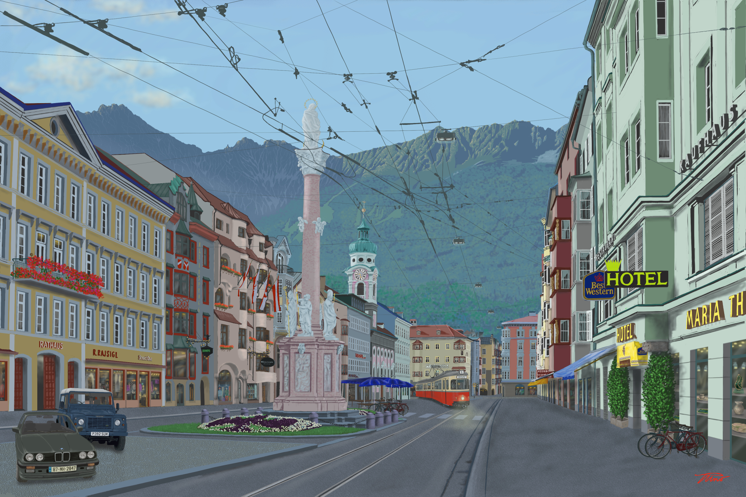 View of Maria Theresia Street in Innsbruck, Austria