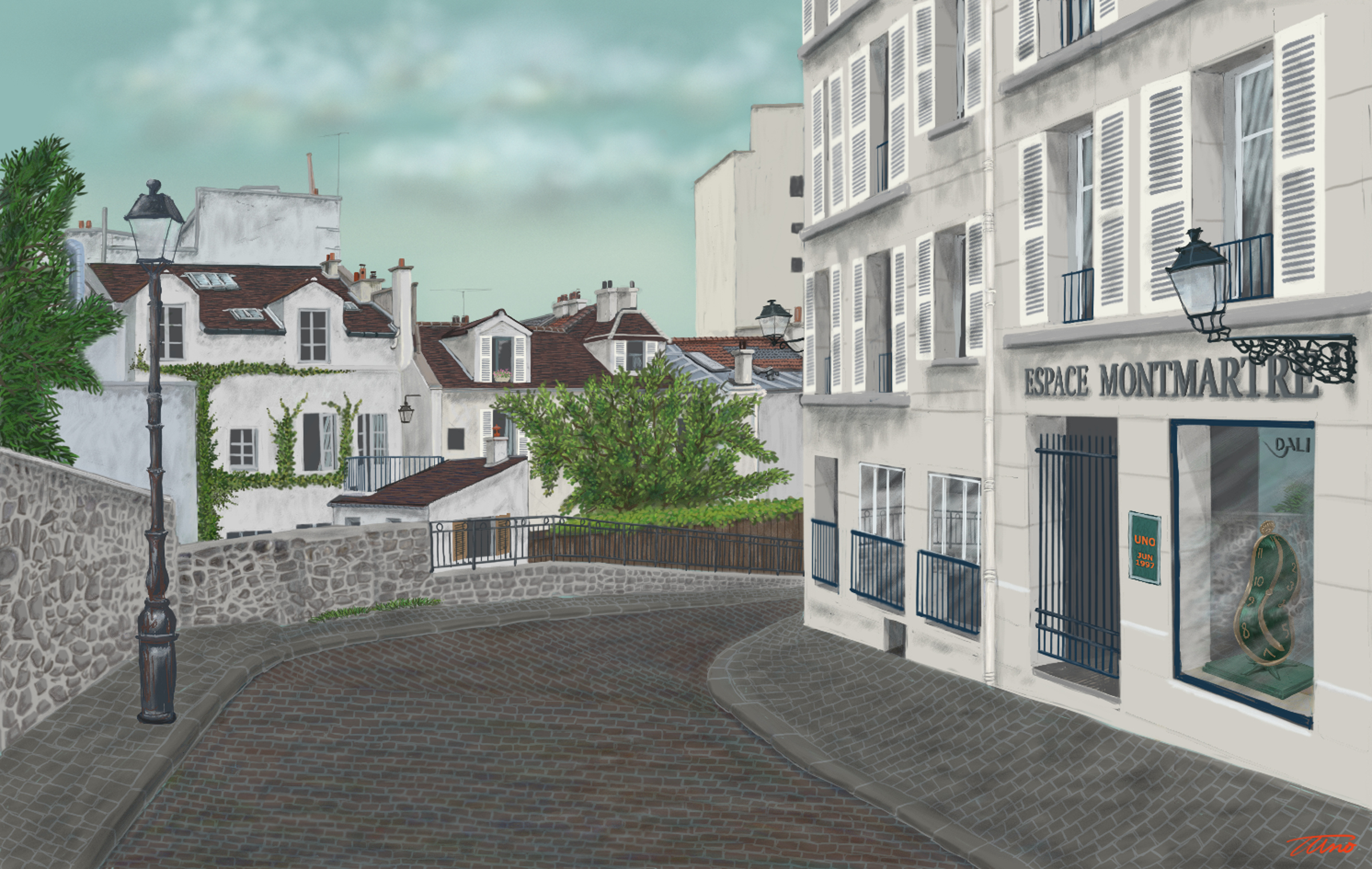 View of a corner of Montmartre in Paris, France