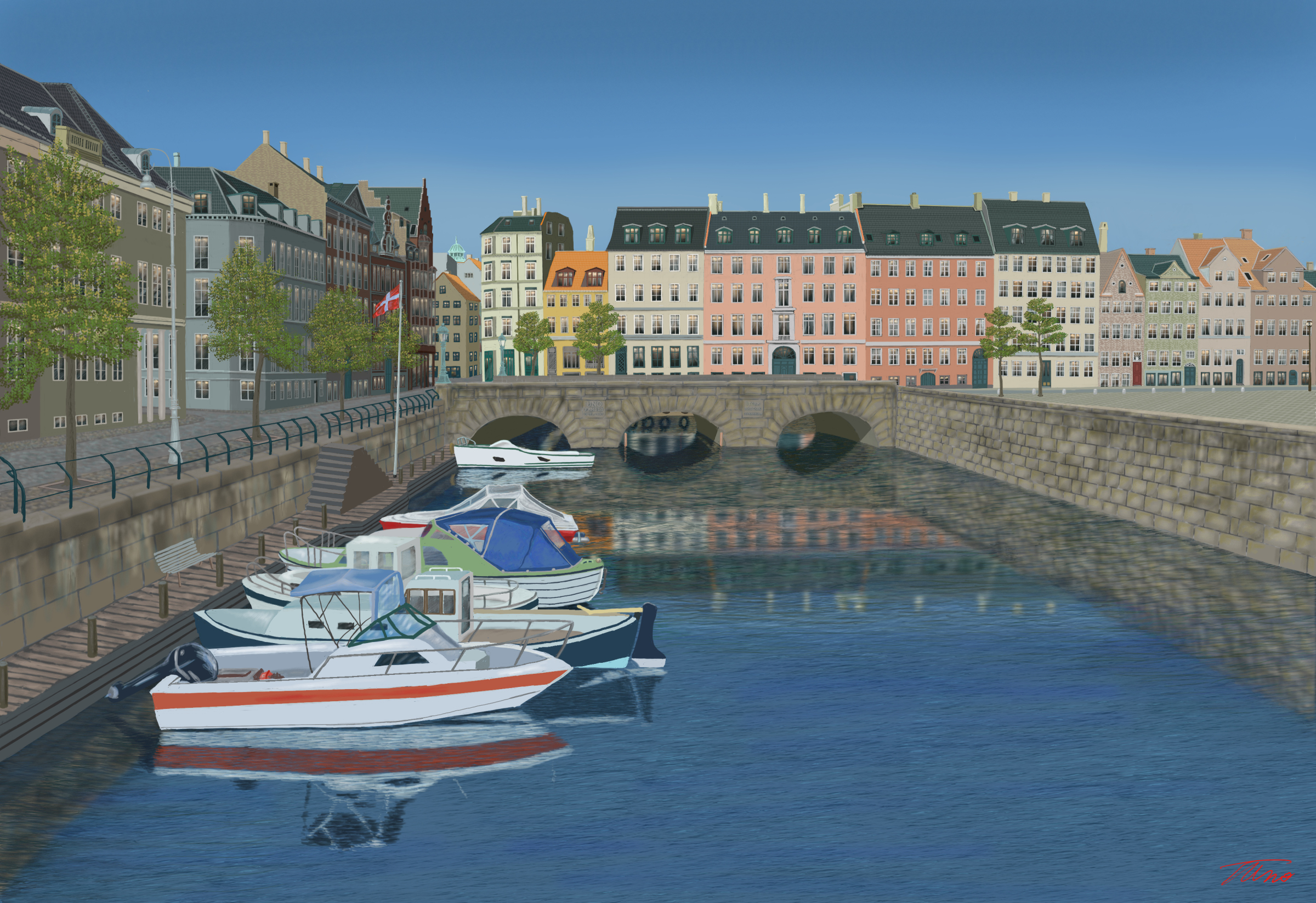 View of the Storm Bridge from the Marble bridge in Copenhagen, Denmark